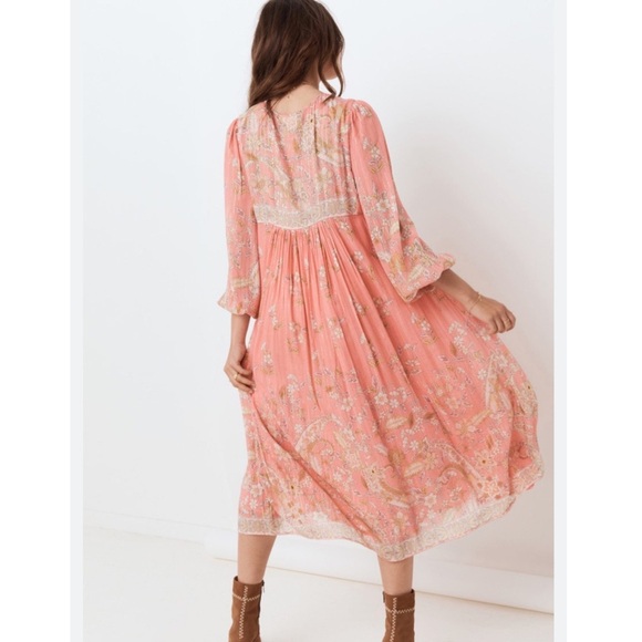 Spell And The Gypsy Collective Hendrix Boho Midi Dress in Dusty Pink Size Small - Picture 5 of 15